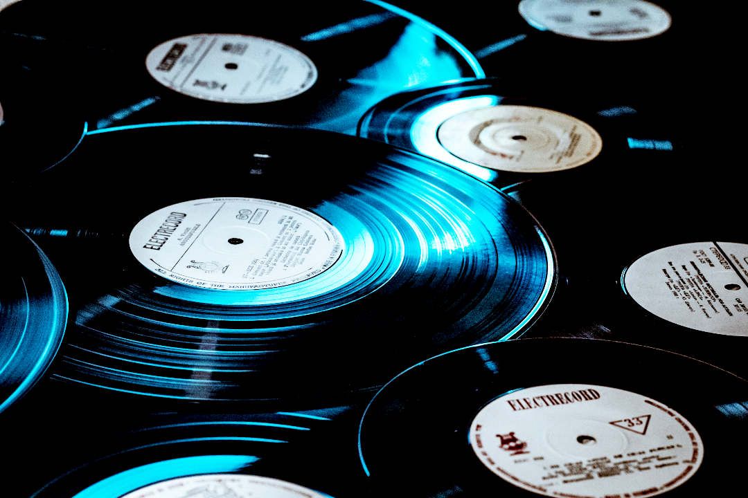 records spread out covering a surface